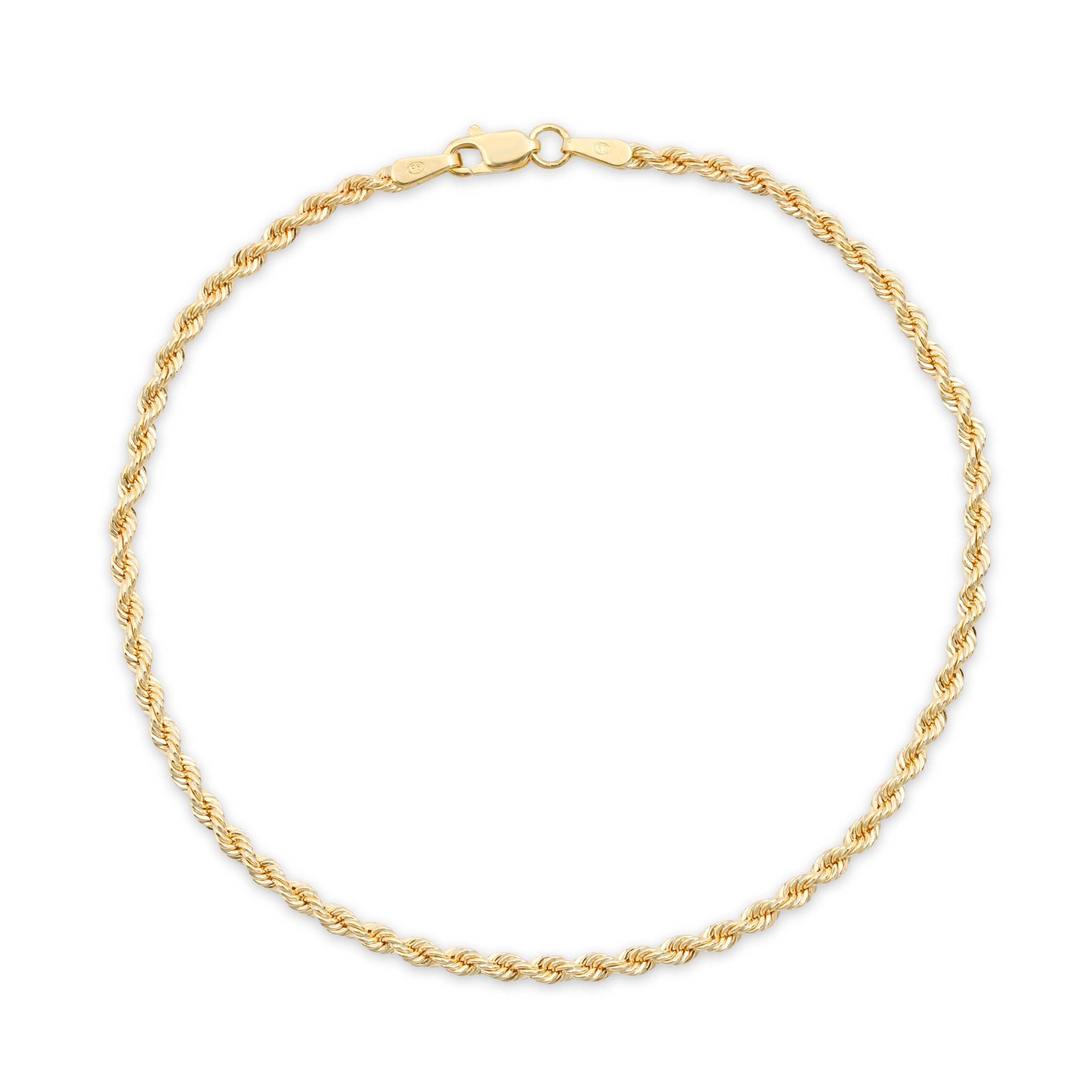 2.5MM D/C ROPE - HOLLOW 10K GOLD BRACELET