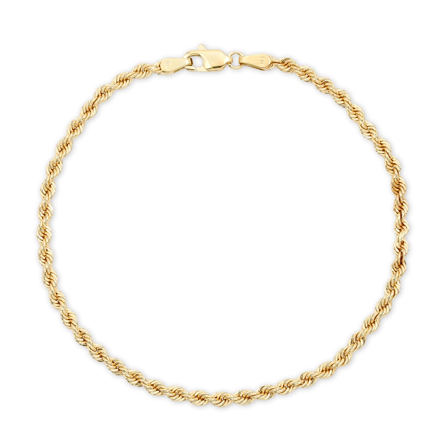 3.0MM D/C ROPE - HOLLOW 10K GOLD BRACELET