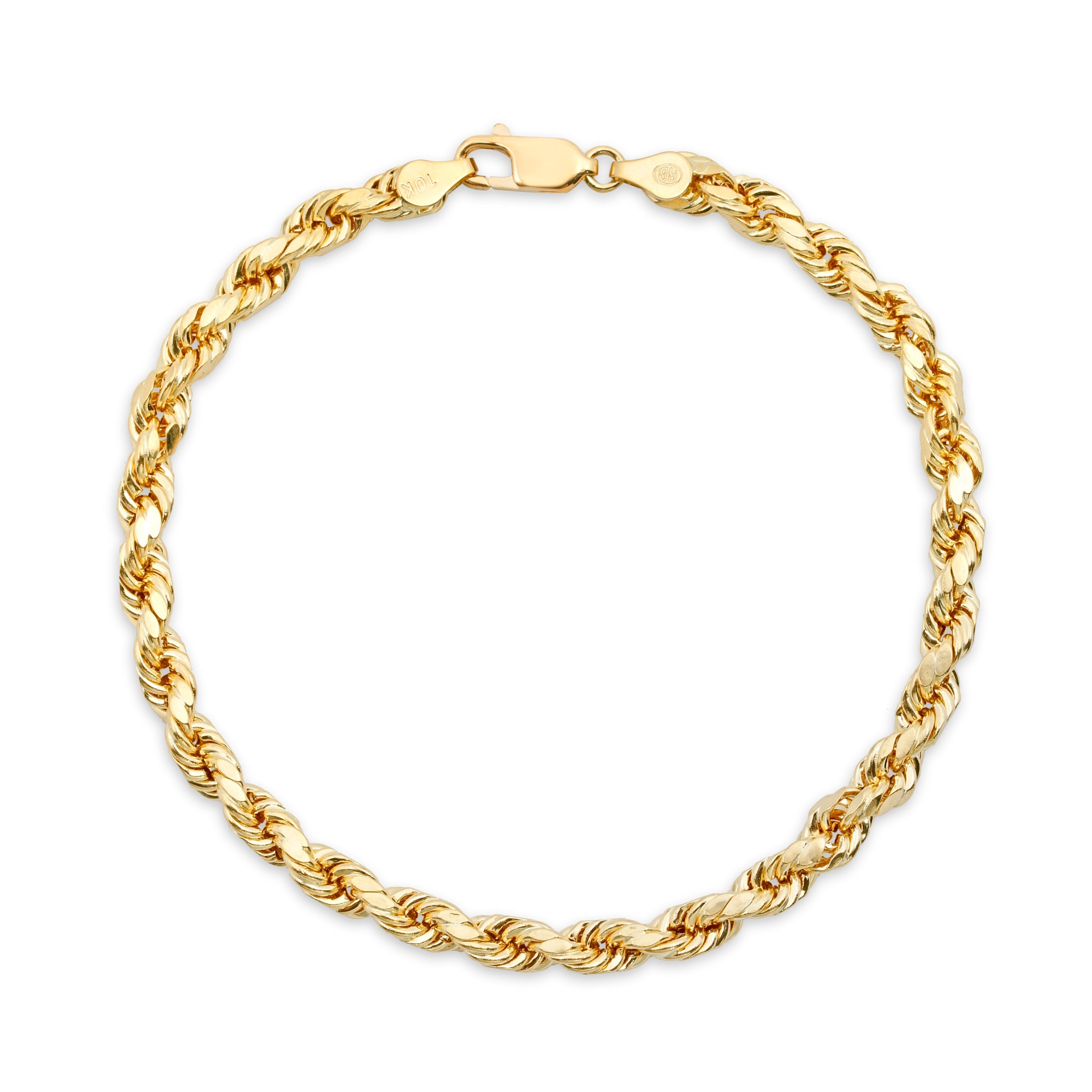 4.0MM D/C ROPE - HOLLOW 10K GOLD BRACELET