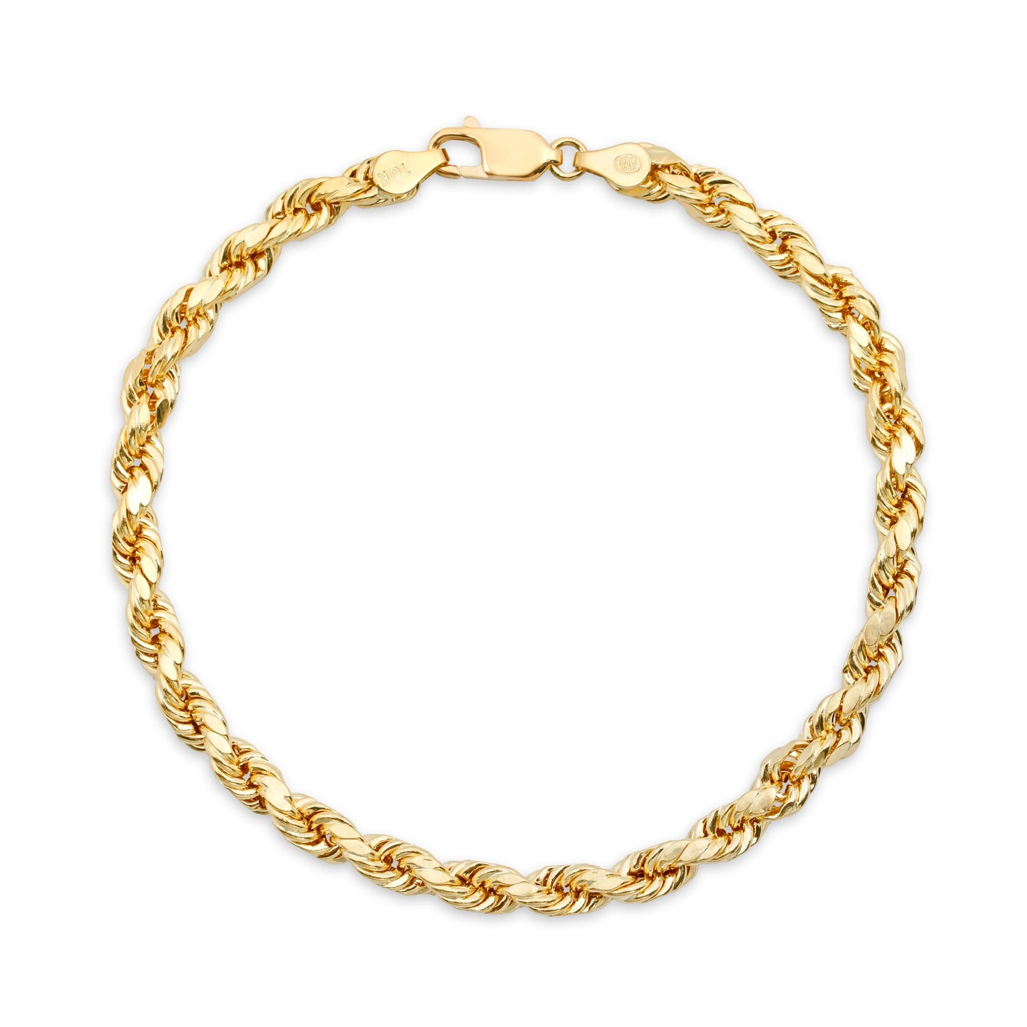 4.0MM D/C ROPE - HOLLOW 10K GOLD BRACELET