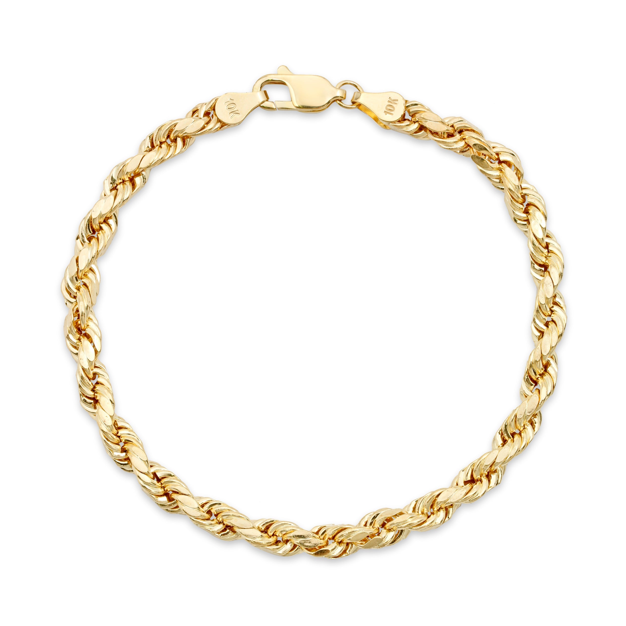 5.0MM D/C ROPE - HOLLOW 10K GOLD BRACELET