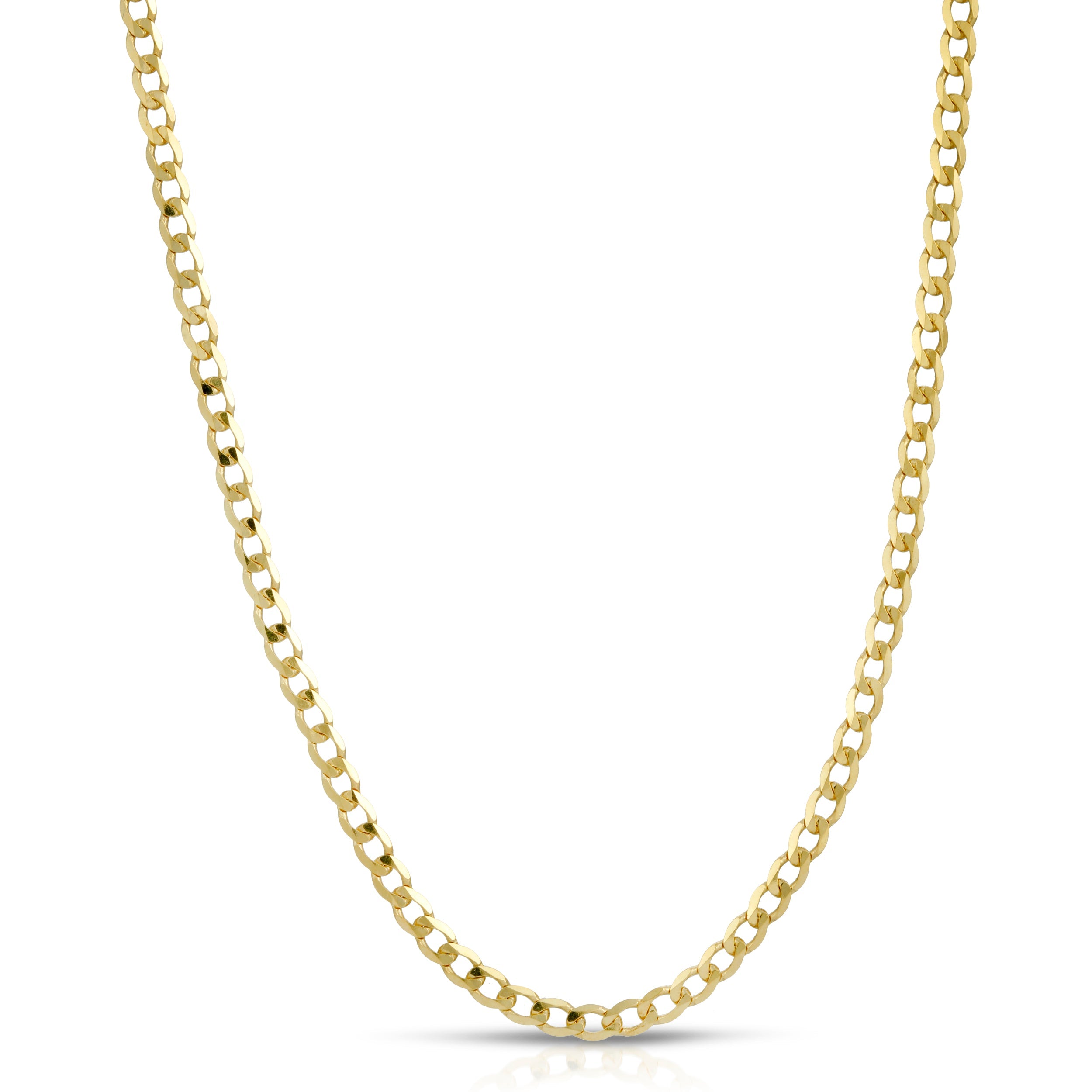 2.5MM CUBAN LINK (FLAT CURB) - SOLID 14K GOLD CHAIN