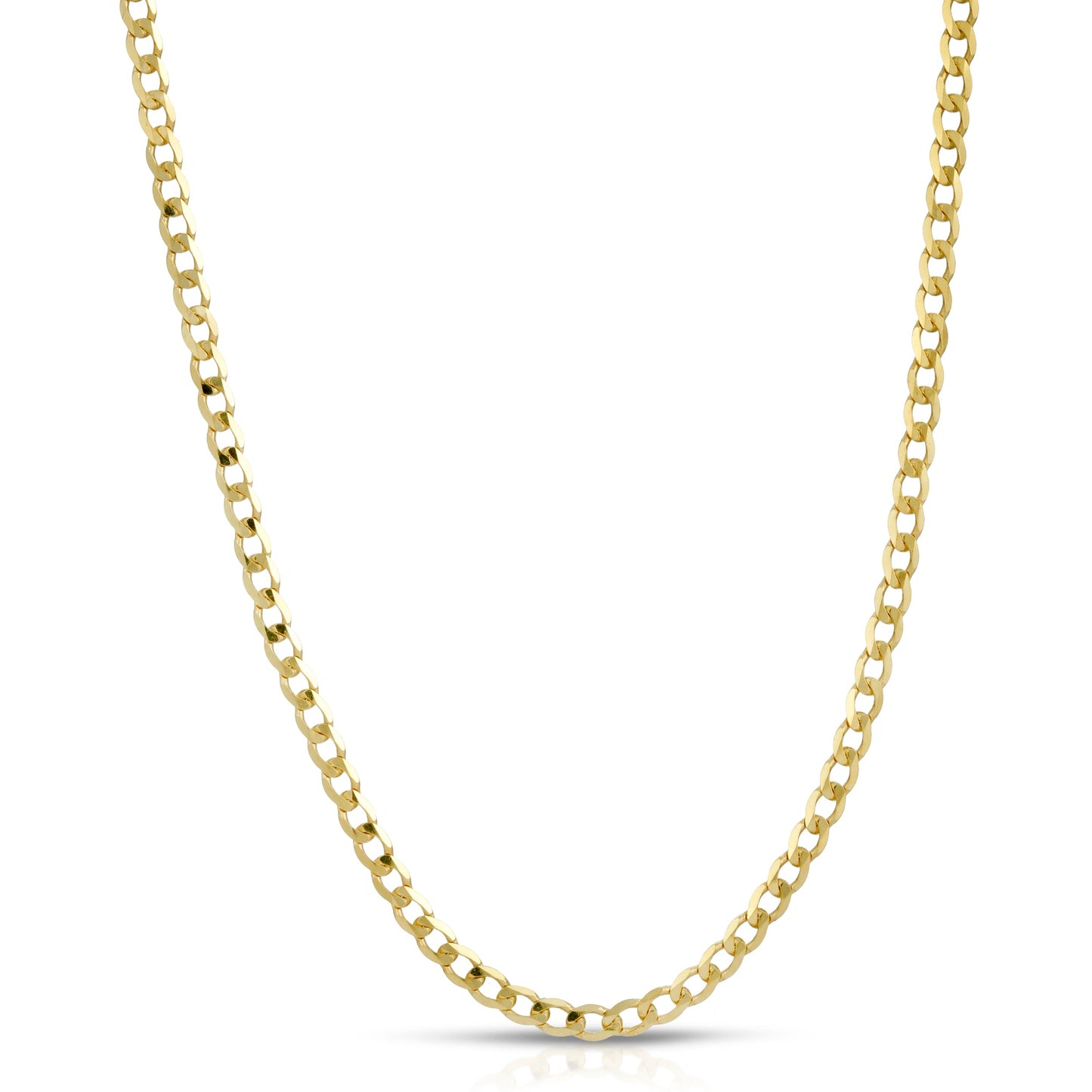 2.5MM CUBAN LINK (FLAT CURB) - SOLID 14K GOLD CHAIN