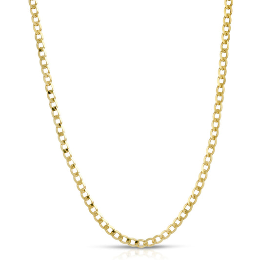 2.5MM CUBAN LINK (FLAT CURB) - SOLID 14K GOLD CHAIN