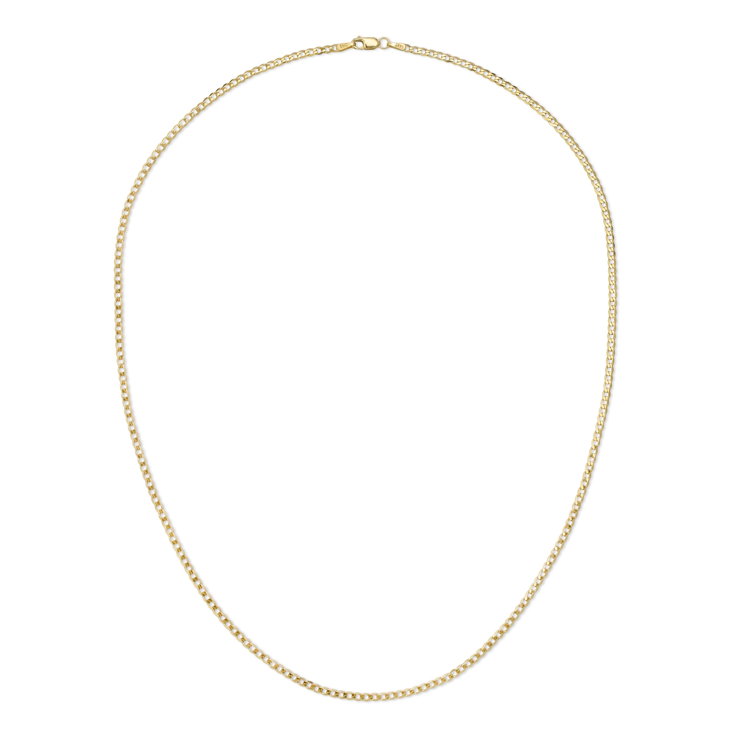 2.5MM CUBAN LINK (FLAT CURB) - SOLID 14K GOLD CHAIN
