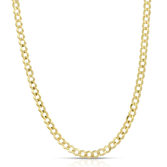 3.0MM CUBAN LINK (FLAT CURB) - SOLID 14K GOLD CHAIN