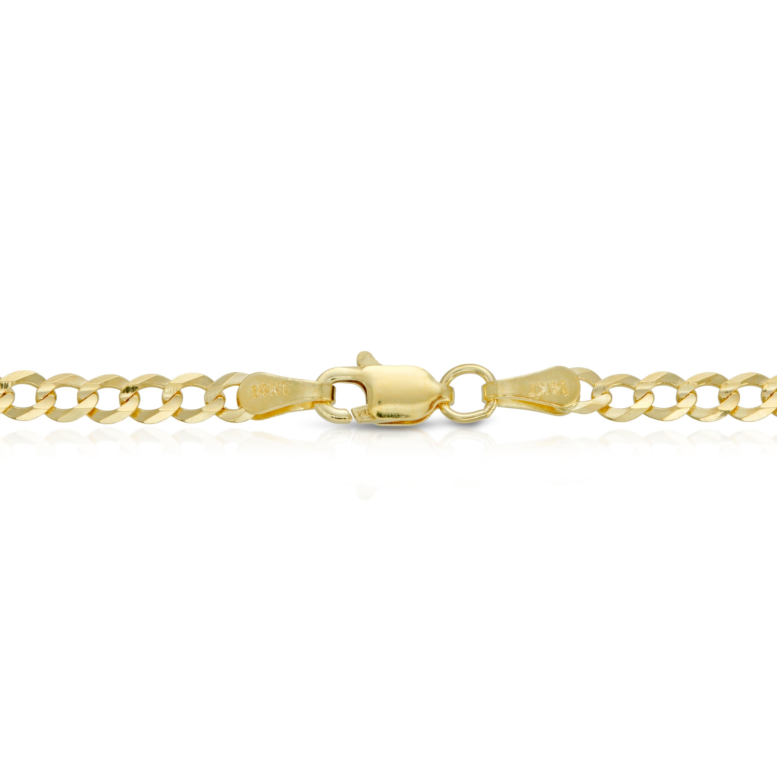 3.0MM CUBAN LINK (FLAT CURB) - SOLID 14K GOLD CHAIN