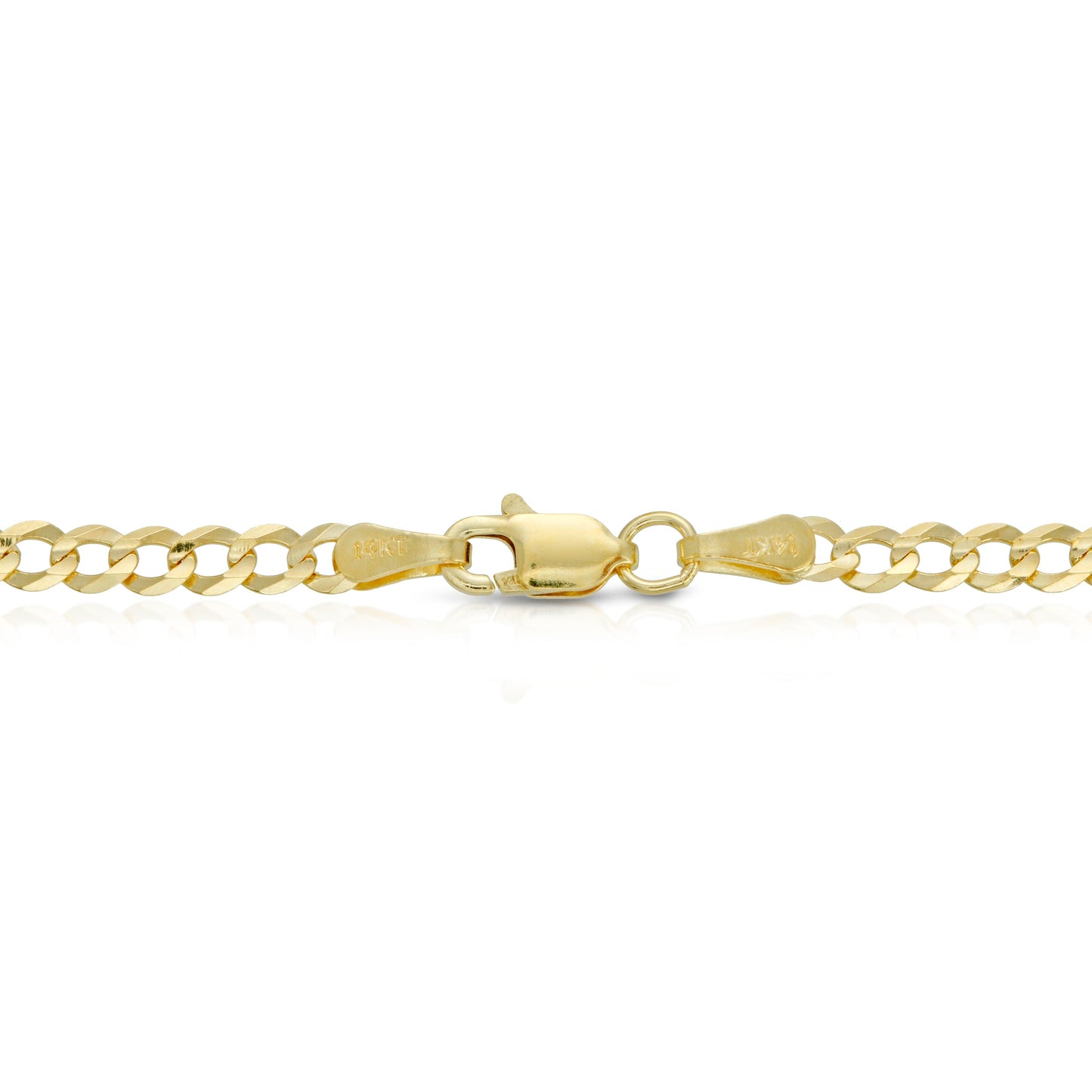 3.0MM CUBAN LINK (FLAT CURB) - SOLID 14K GOLD CHAIN