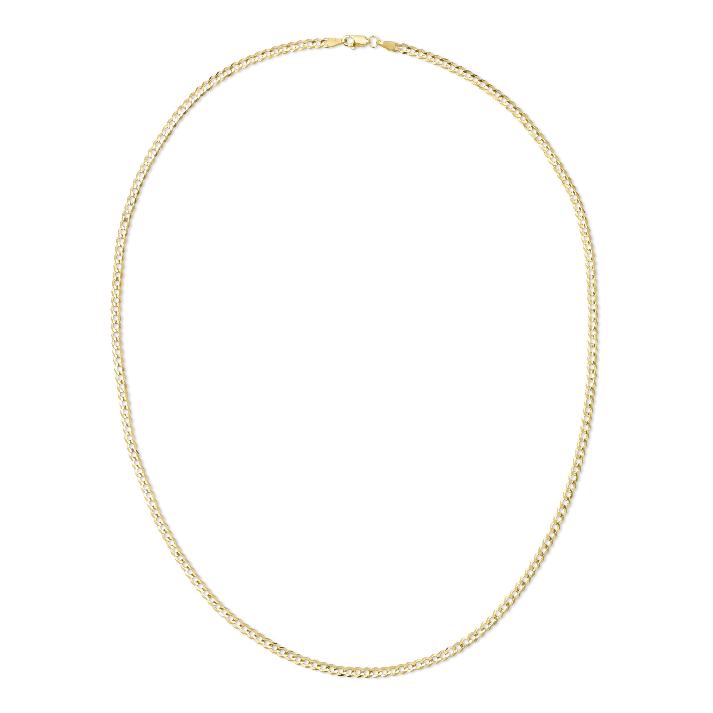 3.0MM CUBAN LINK (FLAT CURB) - SOLID 14K GOLD CHAIN