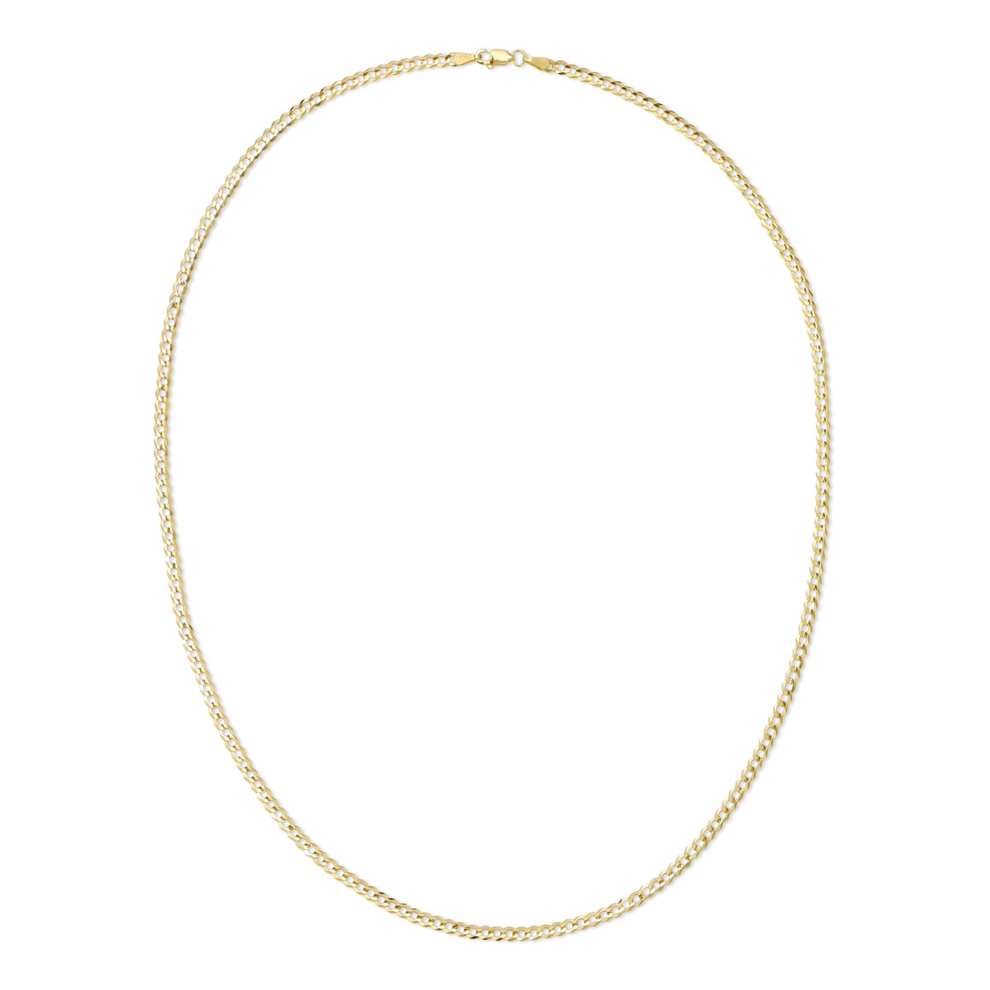 3.0MM CUBAN LINK (FLAT CURB) - SOLID 14K GOLD CHAIN