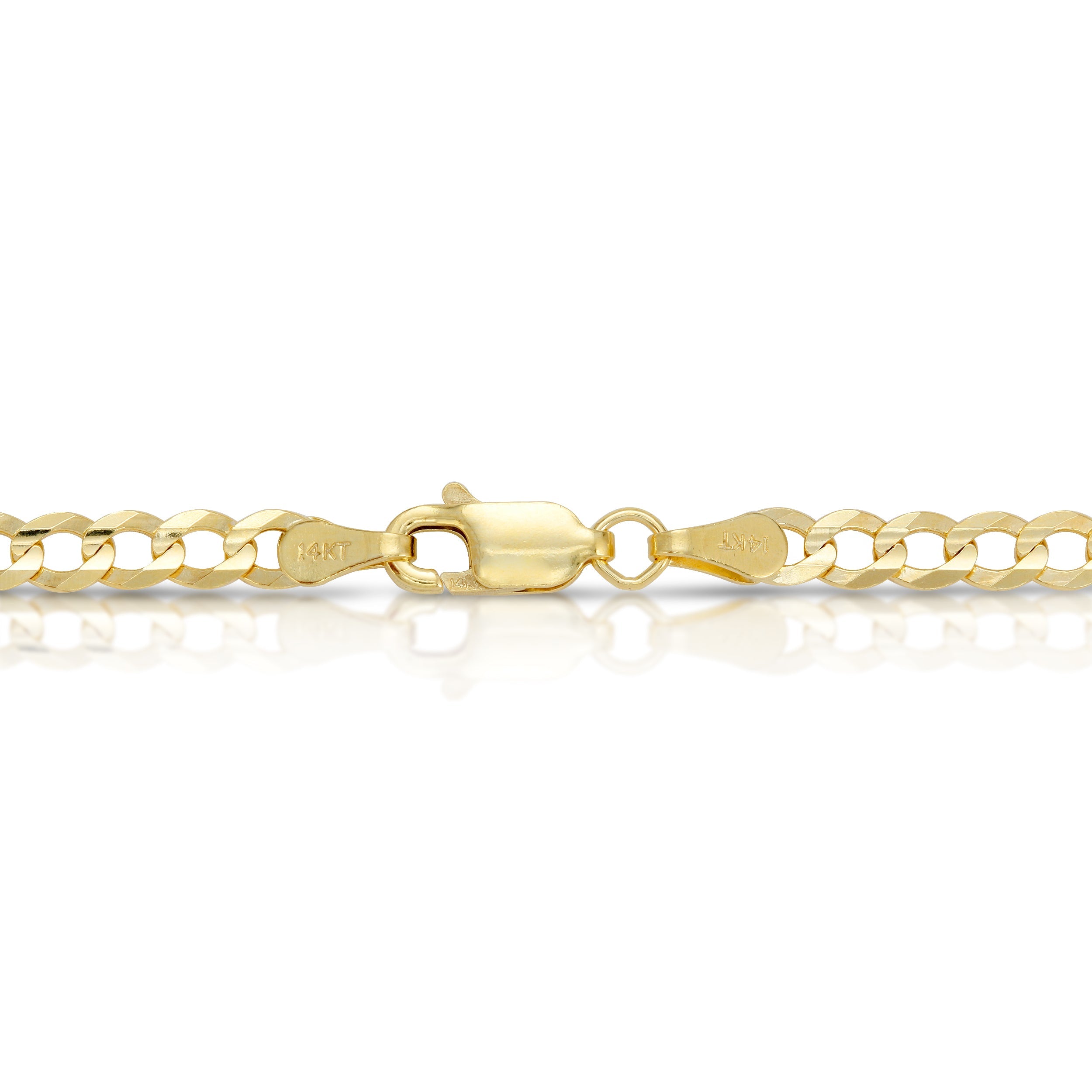4.0MM CUBAN LINK (FLAT CURB) - SOLID 14K GOLD CHAIN