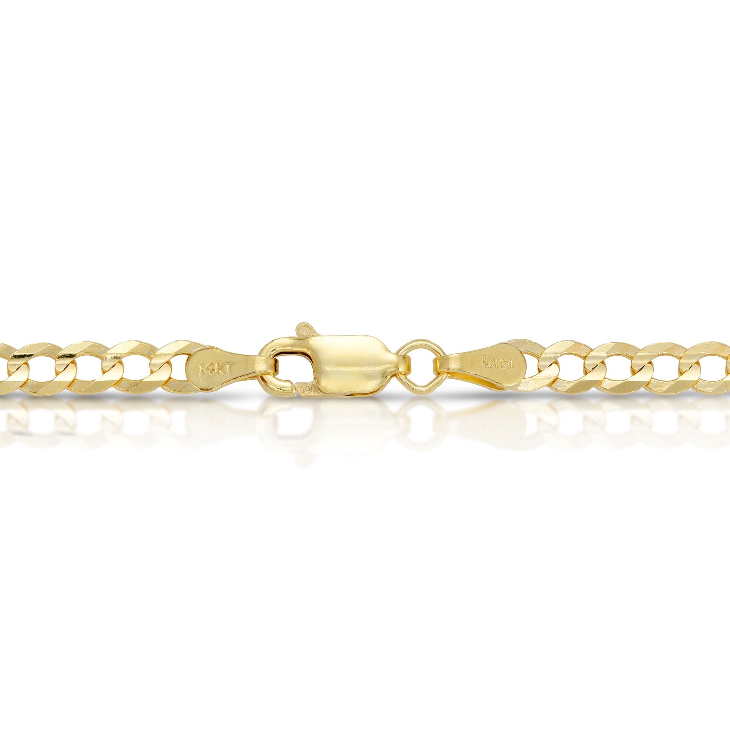 4.0MM CUBAN LINK (FLAT CURB) - SOLID 14K GOLD CHAIN