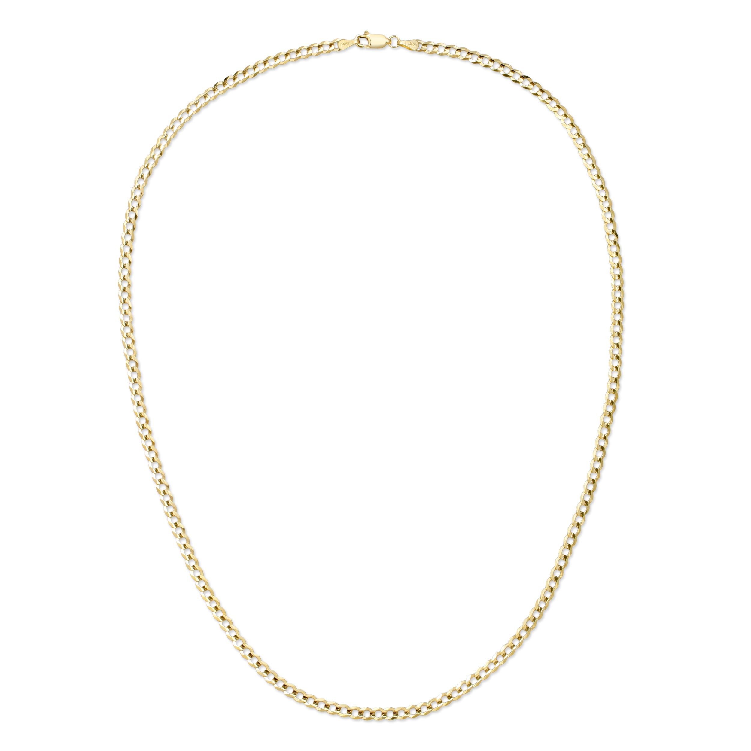 4.0MM CUBAN LINK (FLAT CURB) - SOLID 14K GOLD CHAIN
