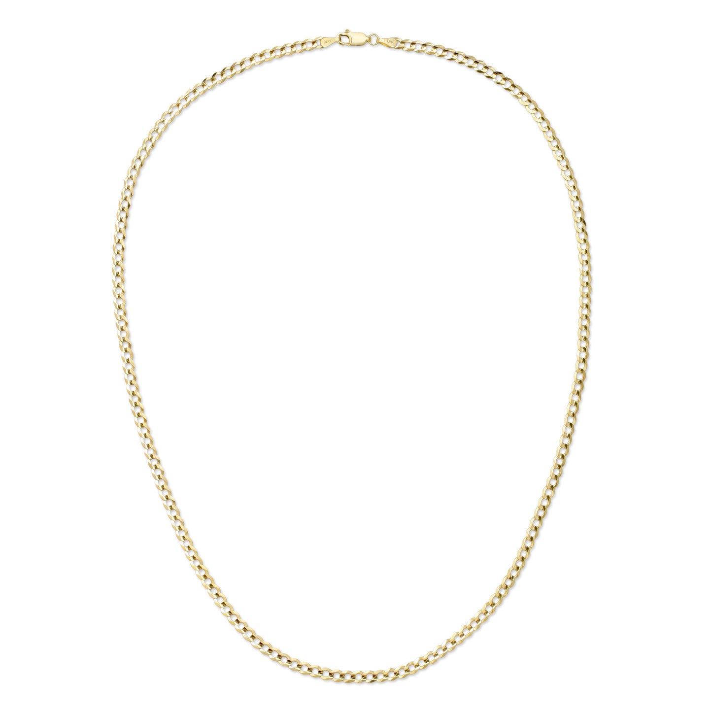 4.0MM CUBAN LINK (FLAT CURB) - SOLID 14K GOLD CHAIN