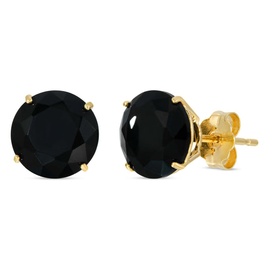 14K GOLD ROUND BLACK CZ EARRINGS
