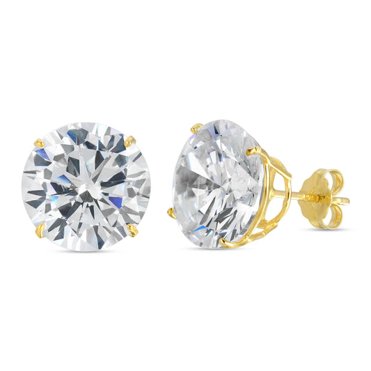 14K GOLD ROUND CZ STUD EARRINGS