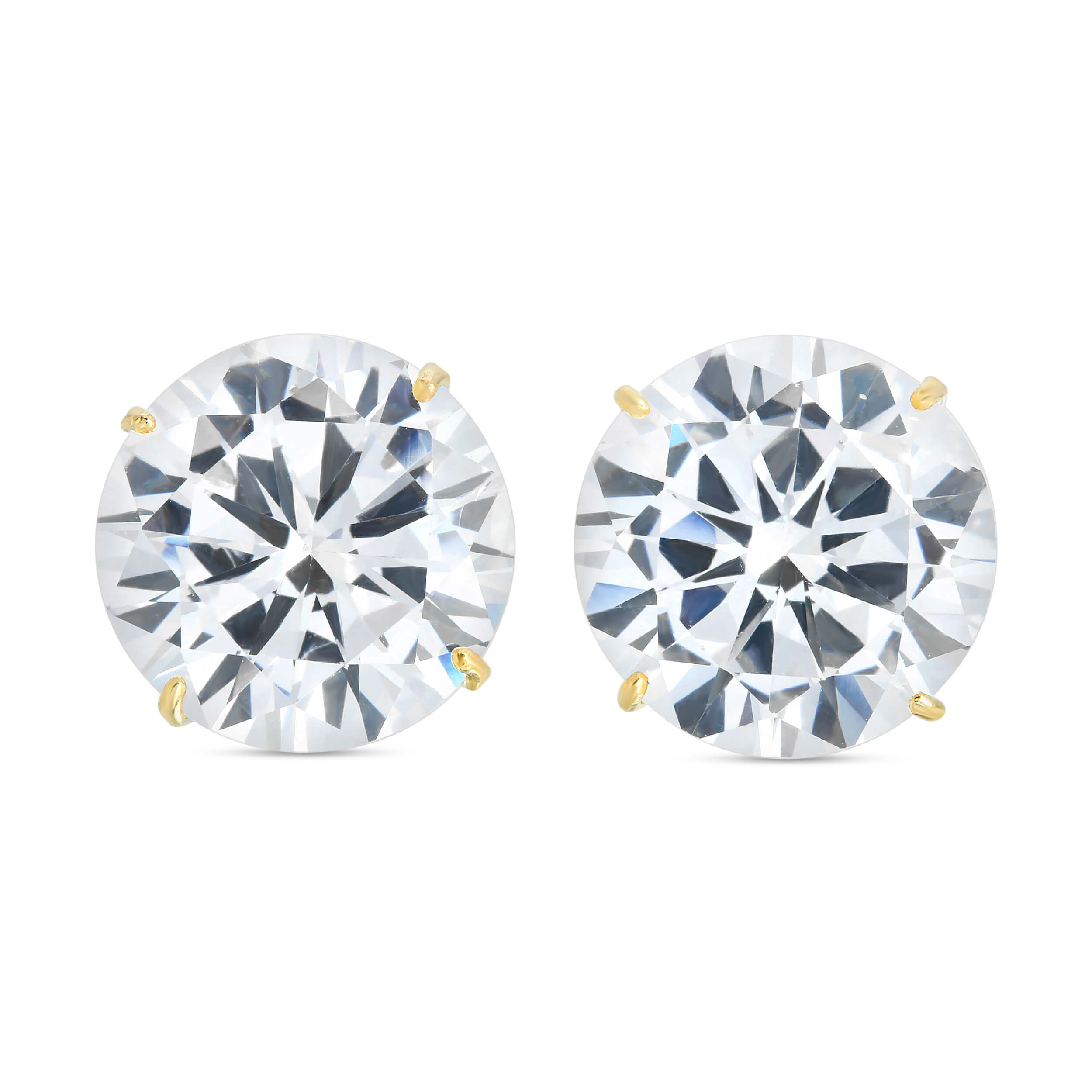 14K GOLD ROUND CZ STUD EARRINGS