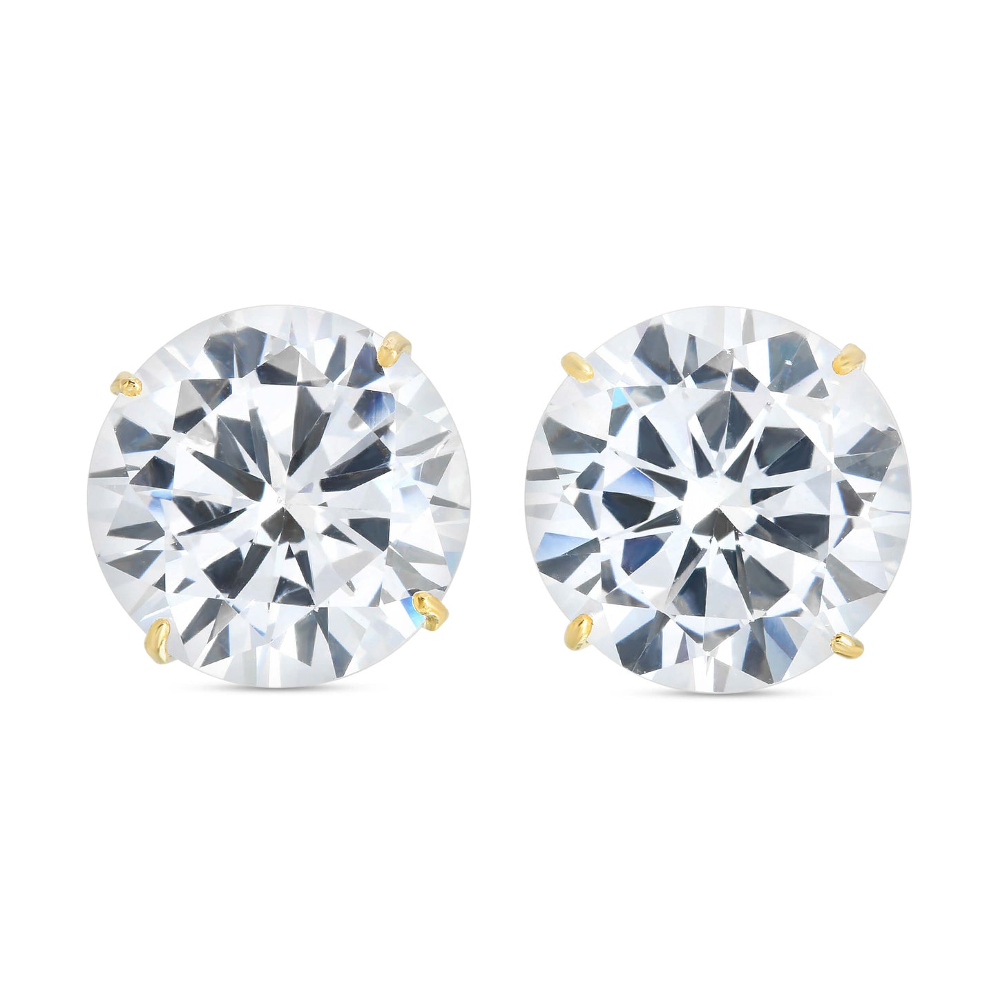14K GOLD ROUND CZ STUD EARRINGS