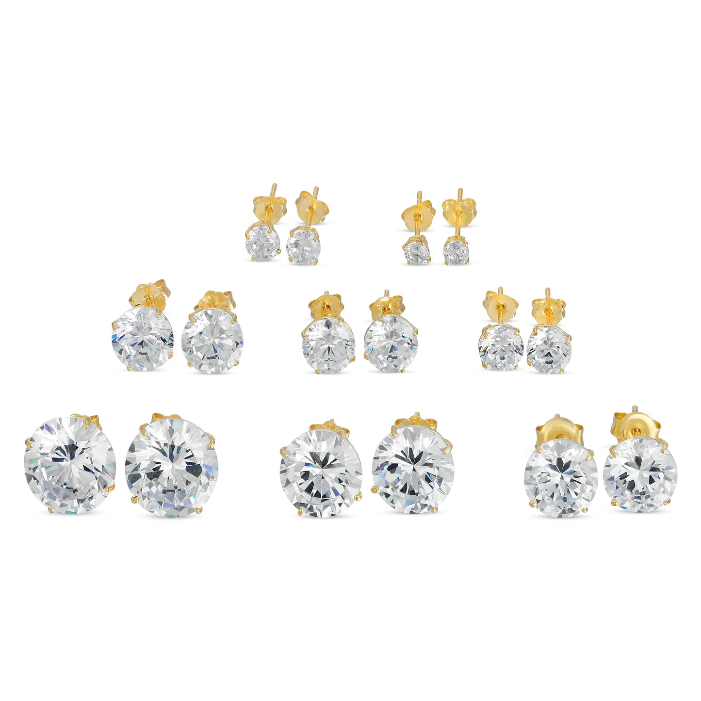 14K GOLD ROUND CZ STUD EARRINGS