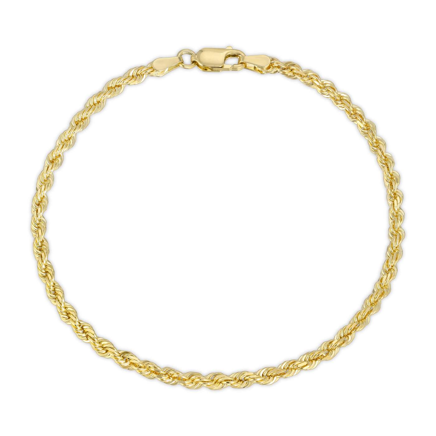3.5MM D/C ROPE - SOLID 10K GOLD BRACELET