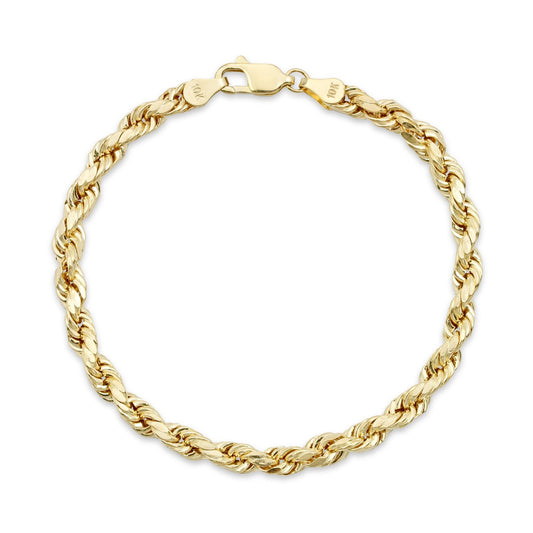 5.0MM D/C ROPE - SOLID 10K GOLD BRACELET