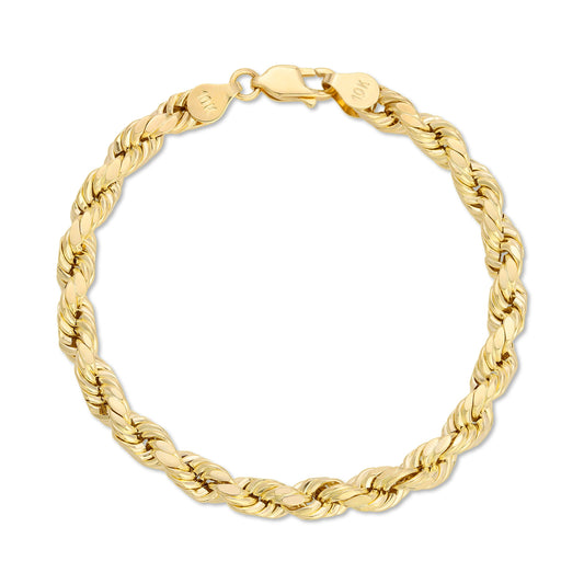6.0MM D/C ROPE - HOLLOW 10K GOLD BRACELET