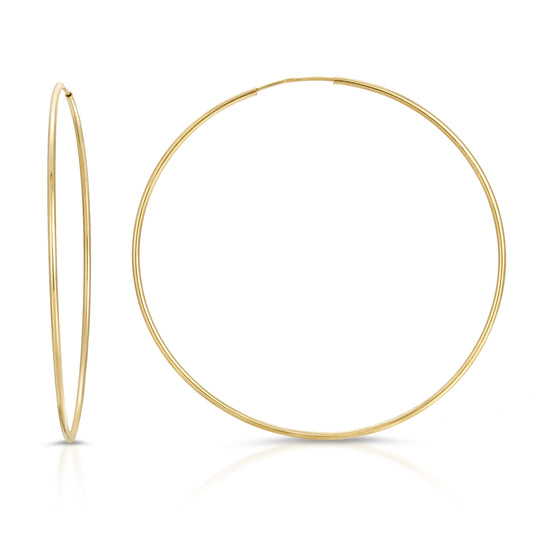 14K GOLD 1MM HOOP EARRINGS