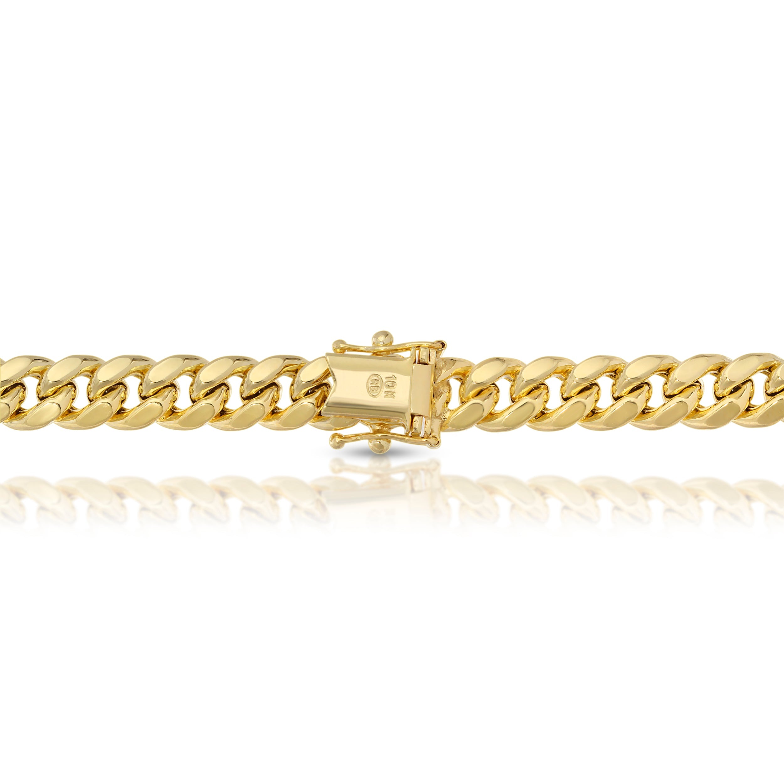 7.5MM MIAMI CUBAN LINK - HOLLOW 10K GOLD CHAIN - BOX CLASP LOCK